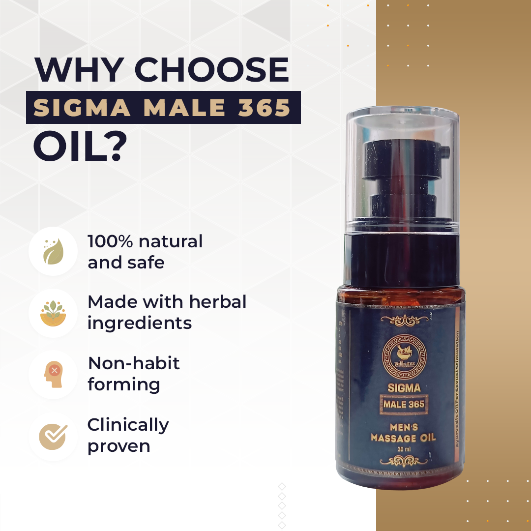 Men's Massage Oil  & Sigma Male 365 Capsule - For Improved Energy Levels, Vitality & Performance